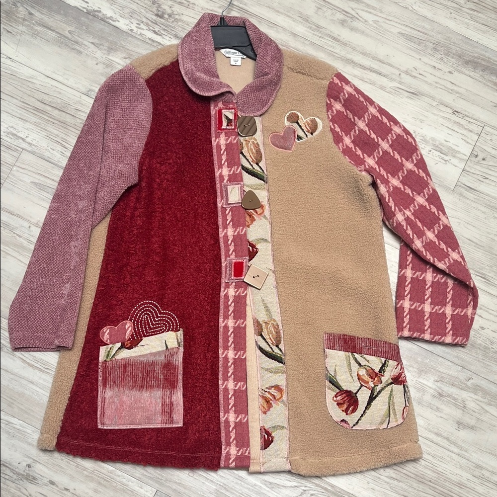 Colorful Coldwater Creek Sweater Patchwork Coat/Jacket Sz Medium NWOT